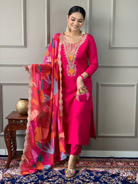 Pink Embroidered Kurta Set