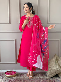 Rani Pink Embroidered Kurta Pant