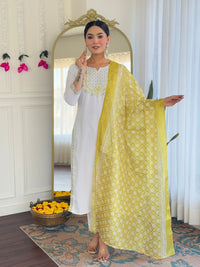 White Grace Viscose Kurta Pant Suit Sets