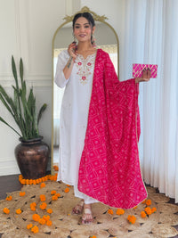 White Embroidered Kurta Pant Set