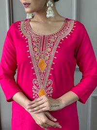 Pink Embroidered Kurta Set