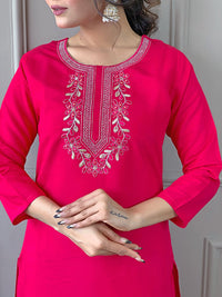 Rani Pink Embroidered Kurta Pant