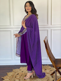 Royal Purple Embroidered Kurta Set