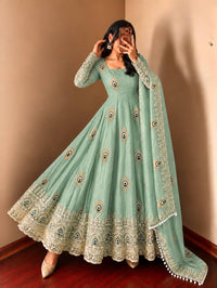 Mint Green Embroidered Anarkali Gown
