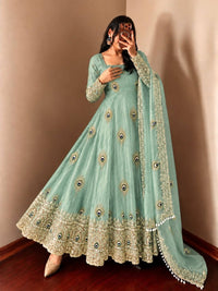 Mint Green Embroidered Anarkali Gown