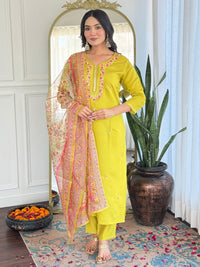 Golden Glow Viscose Silk Kurta Suit Sets