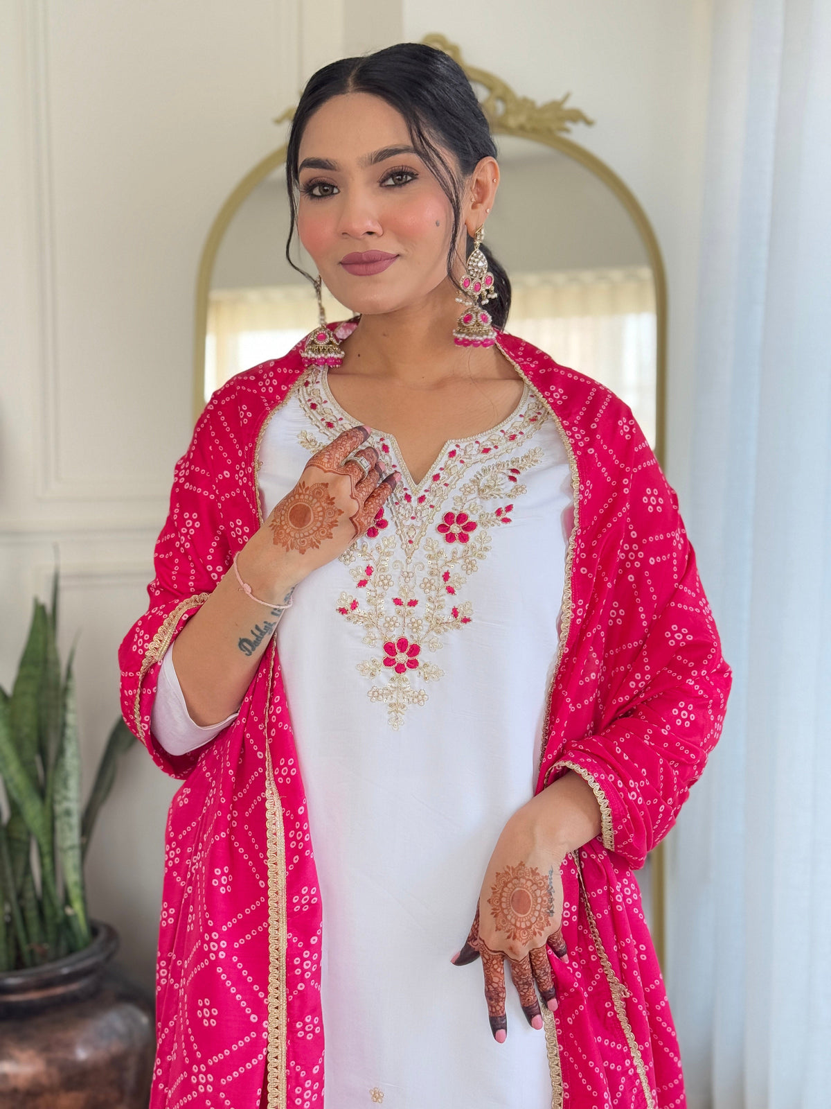 White Embroidered Kurta Pant Set