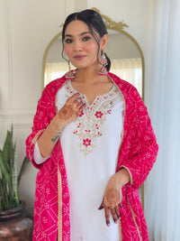 White Embroidered Kurta Pant Set