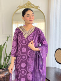 Wine Geometric Salwar Suit Set