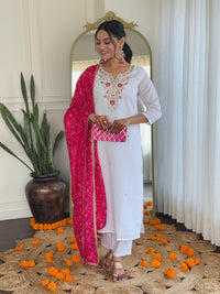 White Embroidered Kurta Pant Set