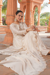 Cream Aura Vichitra Silk Suit Set