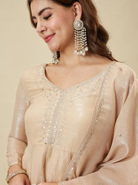 Cream Embroidered Sharara Suit Set