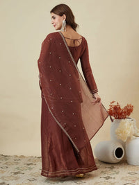 Maroon Embroidered Sharara Suit Set