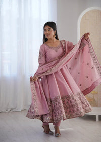Petal Whisper Roman Silk Suit Set