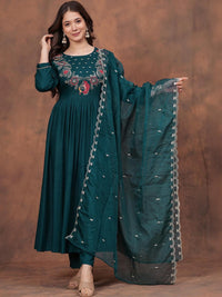 Green Petaline Bloom Rayon Suit Set