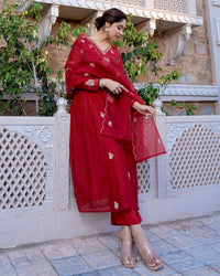 Ruby Elegance Chanderi Silk Suit Set