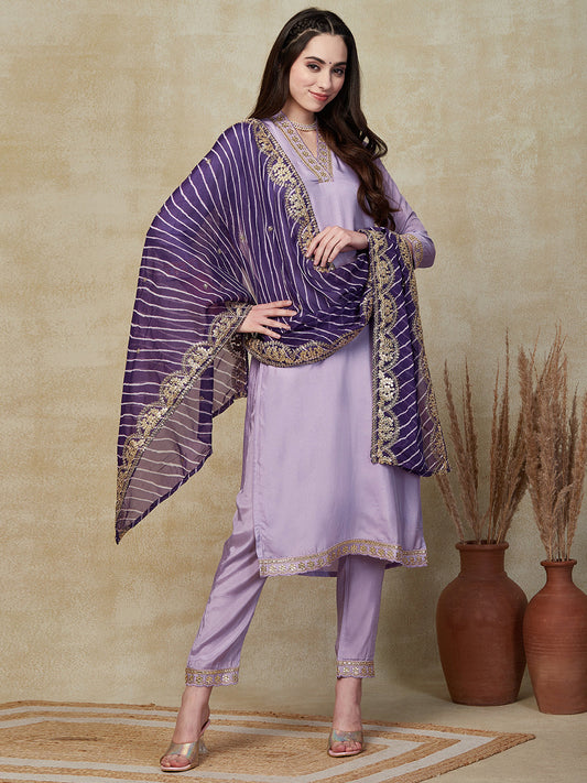 Elegant Lavender Kurta Pant Set