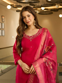 Ruby Blossom Embroidered Kurta Pant Set