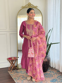 Rose Rama Pink Viscose Silk Suit Sets