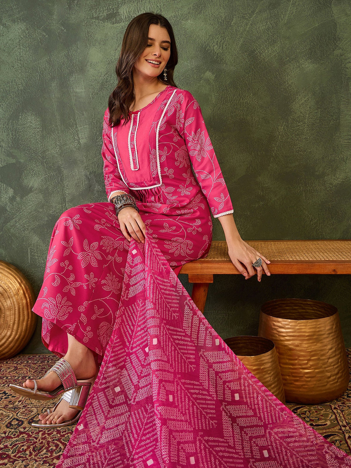 Rani Bandhani Printed Suit Sets