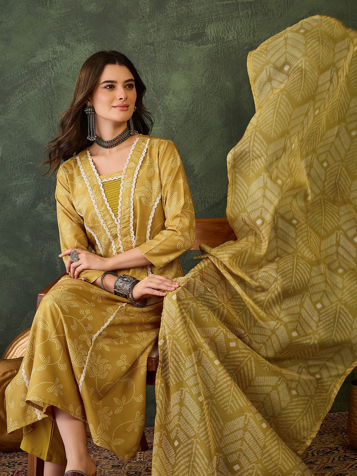 Mustard Bloom Printed Suit Sets