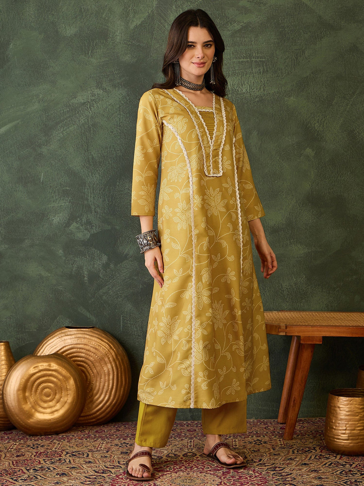 Mustard Bloom Printed Suit Sets