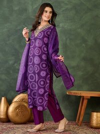 Royal Purple Printed Suit Sets