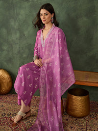 Onion Pink Embroidered Suit Sets