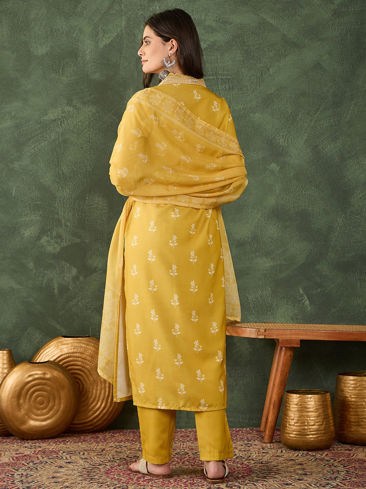 Yellow Bloom Embroidered Suit Sets
