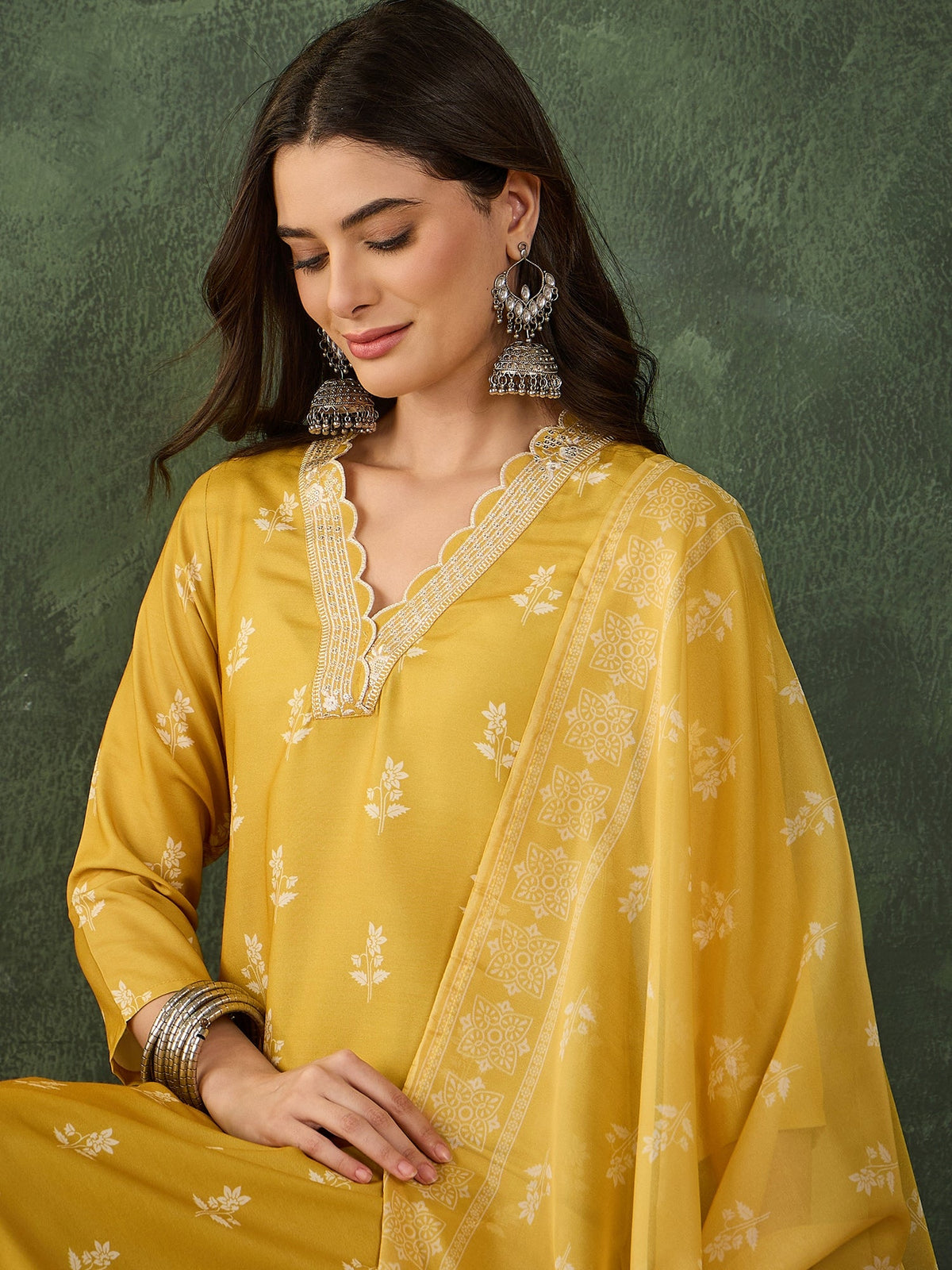 Yellow Bloom Embroidered Suit Sets