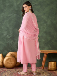 Gulnaar Blush Peach Embroidered  Cotton Kurta Pant