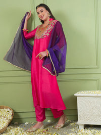 Rani Pink Silk Flared Suit Sets