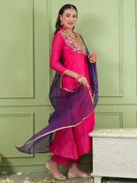 Rani Pink Silk Flared Suit Sets