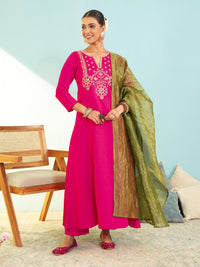 Gajri Silk Embroidered Suit Sets