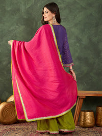 Lavender Embroidered Kurta Sharara Set