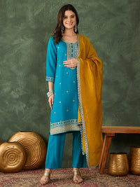 Zariya Firozi Embroidered Kurta Pant