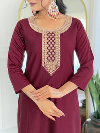 Wine Elegance Viscose Silk Suit Sets