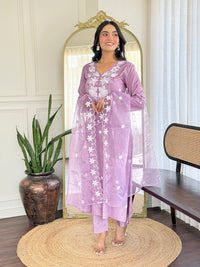 Pastel Lavender Chanderi Silk Salwar Suit Set