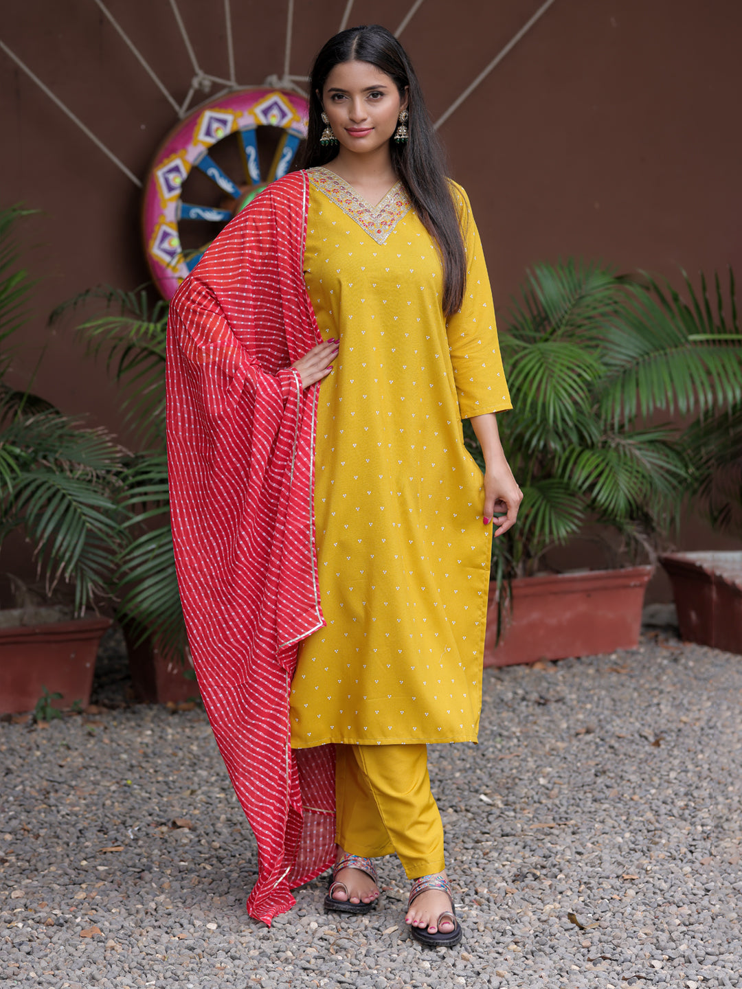 Yellow Embroidered Suit Sets