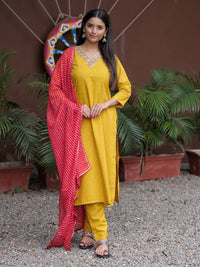 Yellow Embroidered Suit Sets