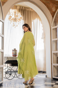 Pista Bloom Embroidered Anarkali Kurta Set
