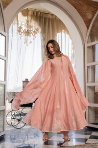 Blush Bloom Embroidered Anarkali Kurta Set