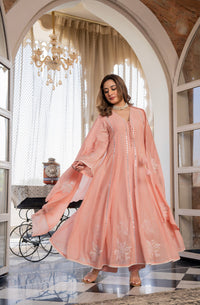 Blush Bloom Embroidered Anarkali Kurta Set