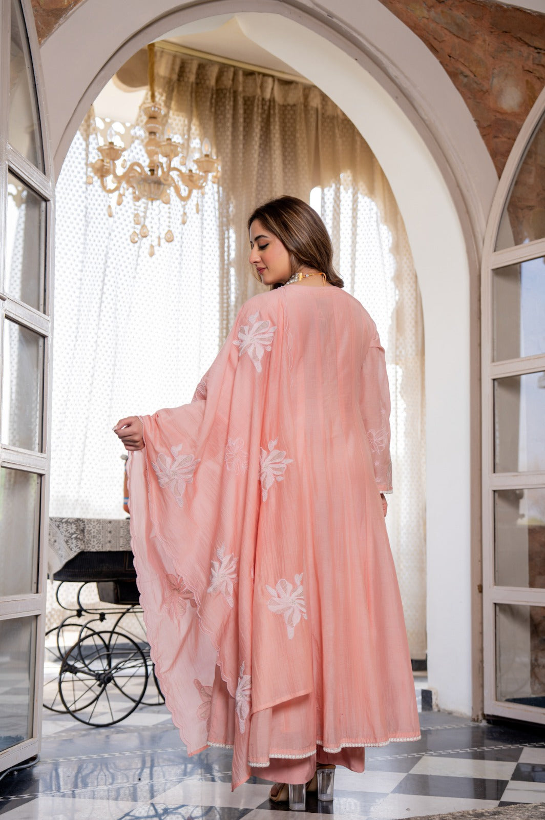 Blush Bloom Embroidered Anarkali Kurta Set