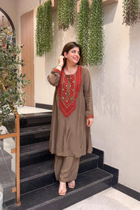 Mocha Grace Embroidered Co-Ord Set